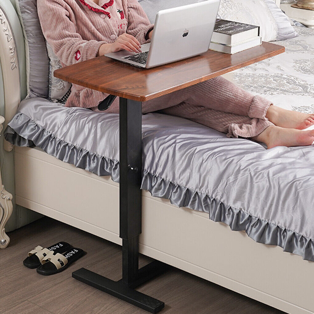 Wooden Height Adjustable Slide Under Couch Laptop Dining Side Table