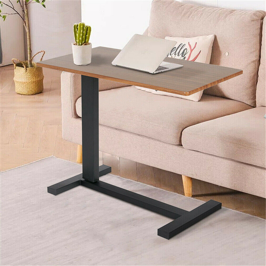 Wooden Height Adjustable Slide Under Couch Laptop Dining Side Table