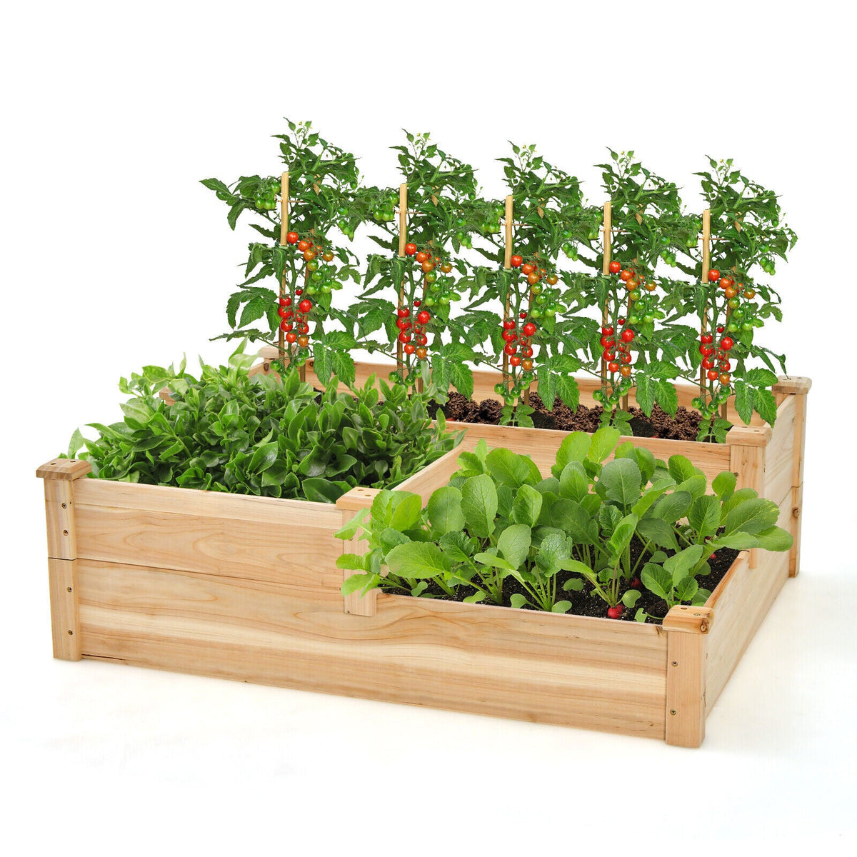 Raised Wooden Vegetable Herb Flower Garden Multi Planter Box