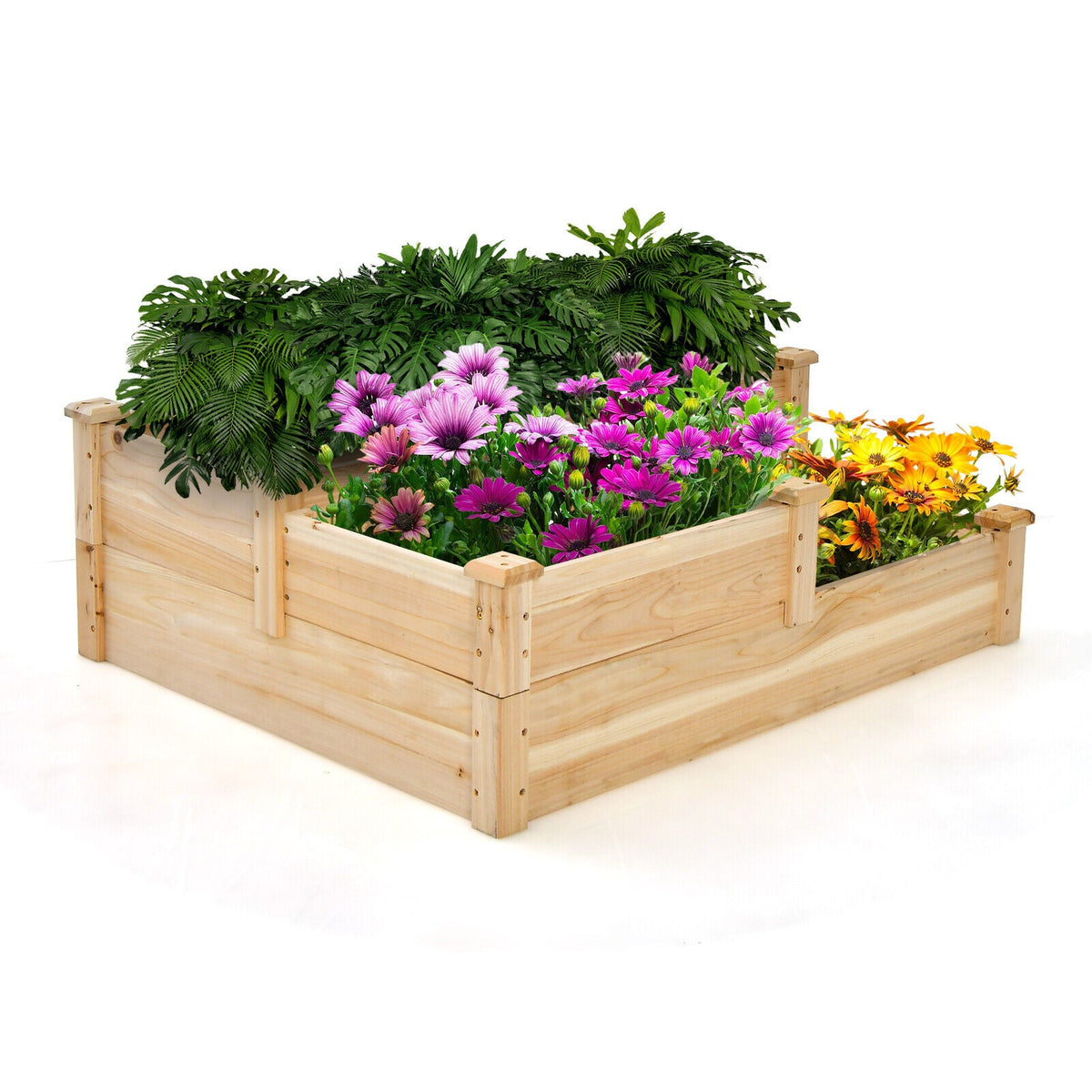 Raised Wooden Vegetable Herb Flower Garden Multi Planter Box