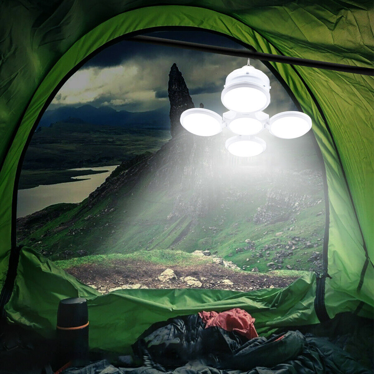 Solar Powered USB Rechargeable Outdoors LED Camping Tent Lantern Light