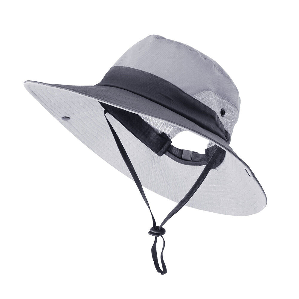 Women's UV Protection Ponytail Wide Brim Sun Shade Beach Hat