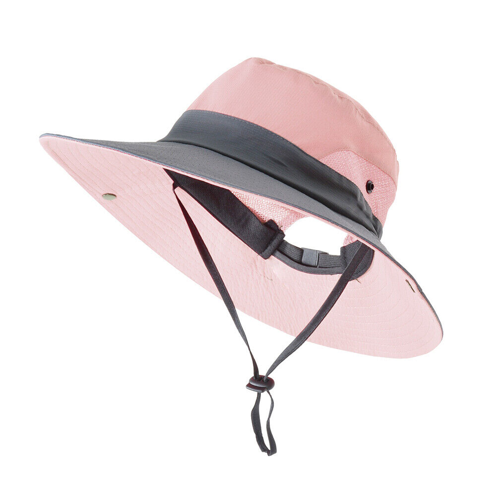 Women's UV Protection Ponytail Wide Brim Sun Shade Beach Hat