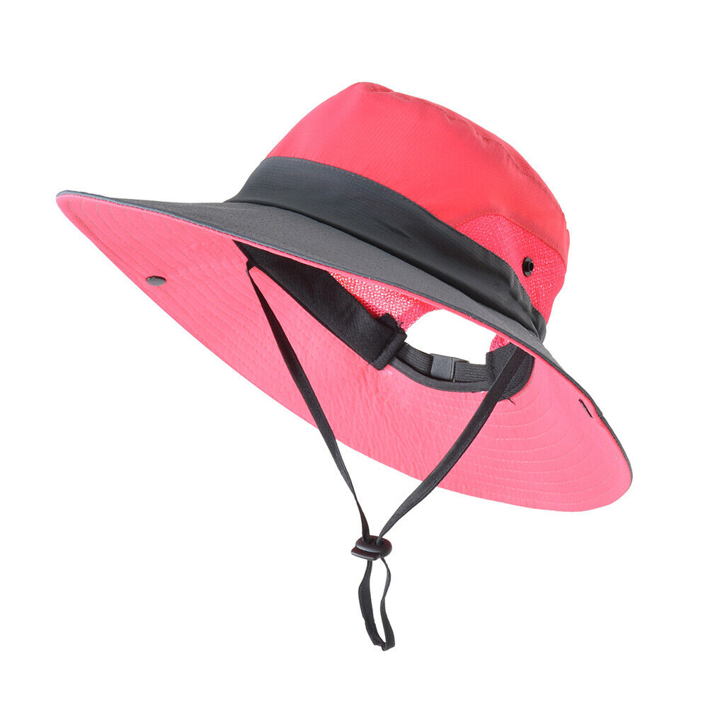 Women's UV Protection Ponytail Wide Brim Sun Shade Beach Hat