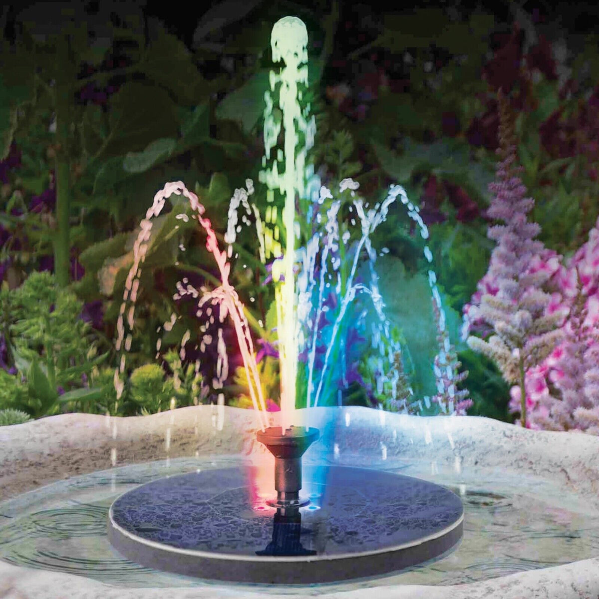 Solar Powered RBG Light Up Pond Floating Water Fountain