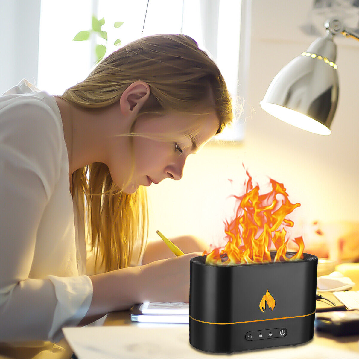 Relaxing 3D RGB Color Changing Tabletop Flame Humidifier