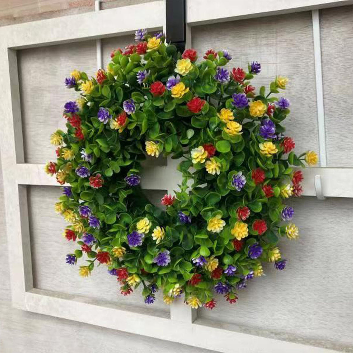 Colorful Front Door Spring Summer Faux Flower Floral Wreath