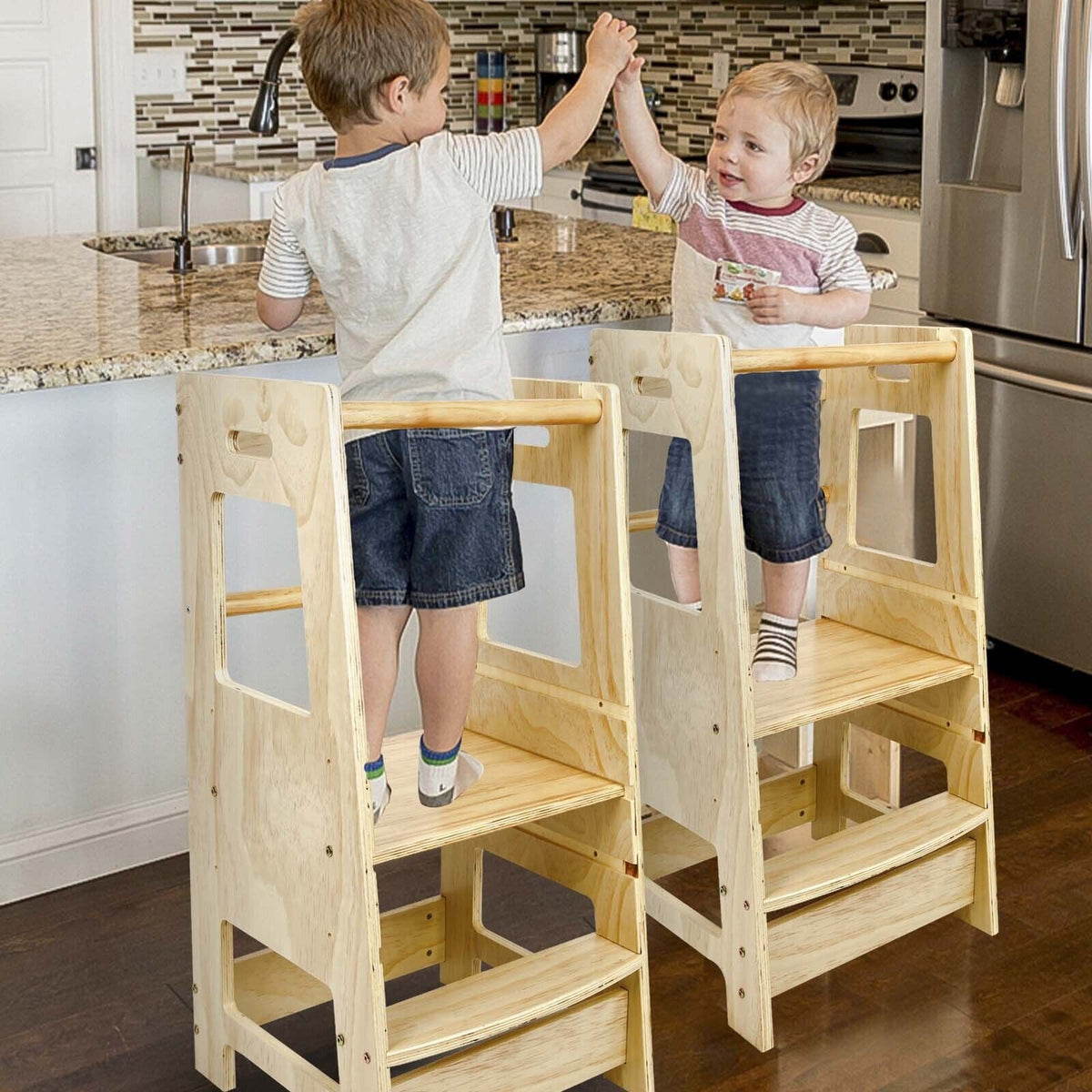 Wooden Montessori Toddler Cooking Helper Activity Stool Tower Ladder