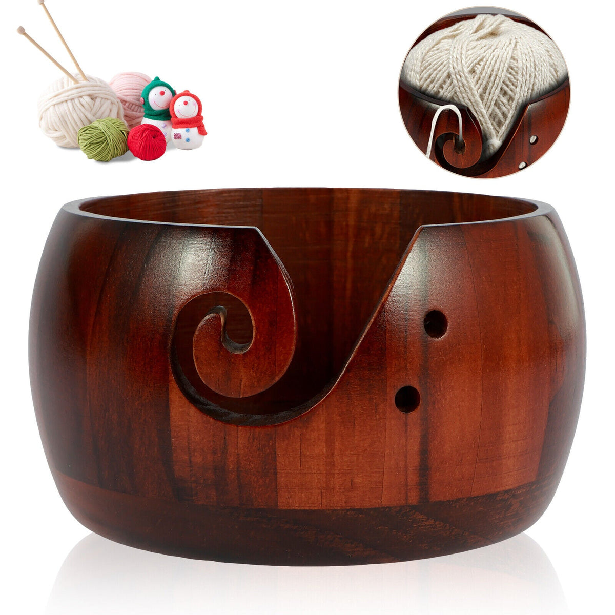 Wooden Crafting Crochet Yarn Bowl