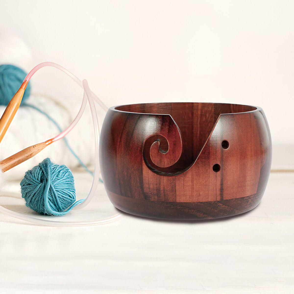 Wooden Crafting Crochet Yarn Bowl