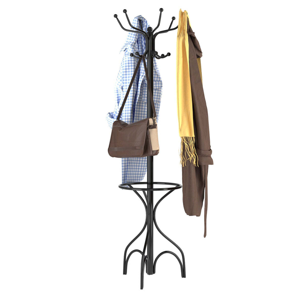 Vintage Freestanding Metal Entryway Coat Hat Rack