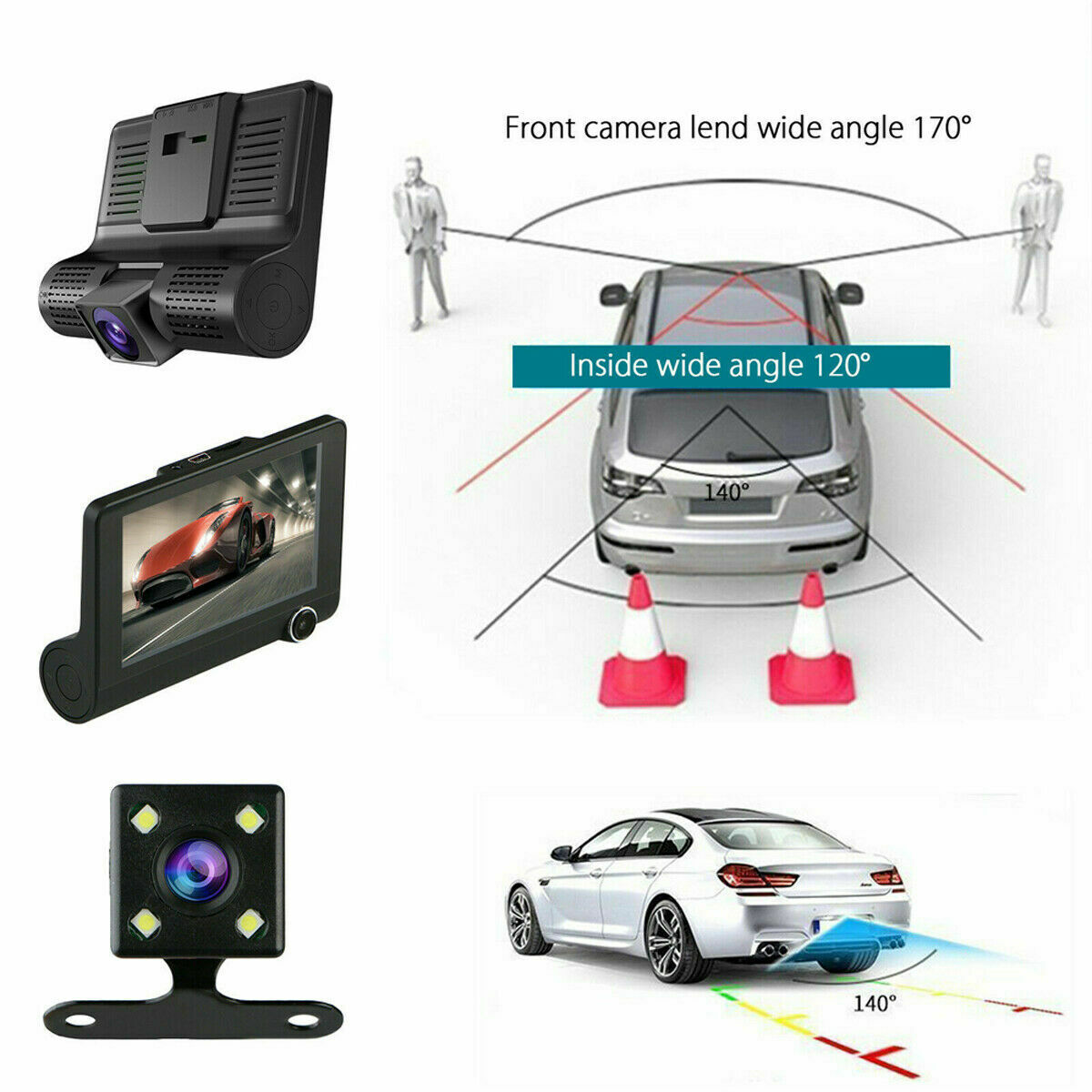 1080P Car Video Dash Cam HD Dual Lens Recorder Camera G-Sensor Mirror