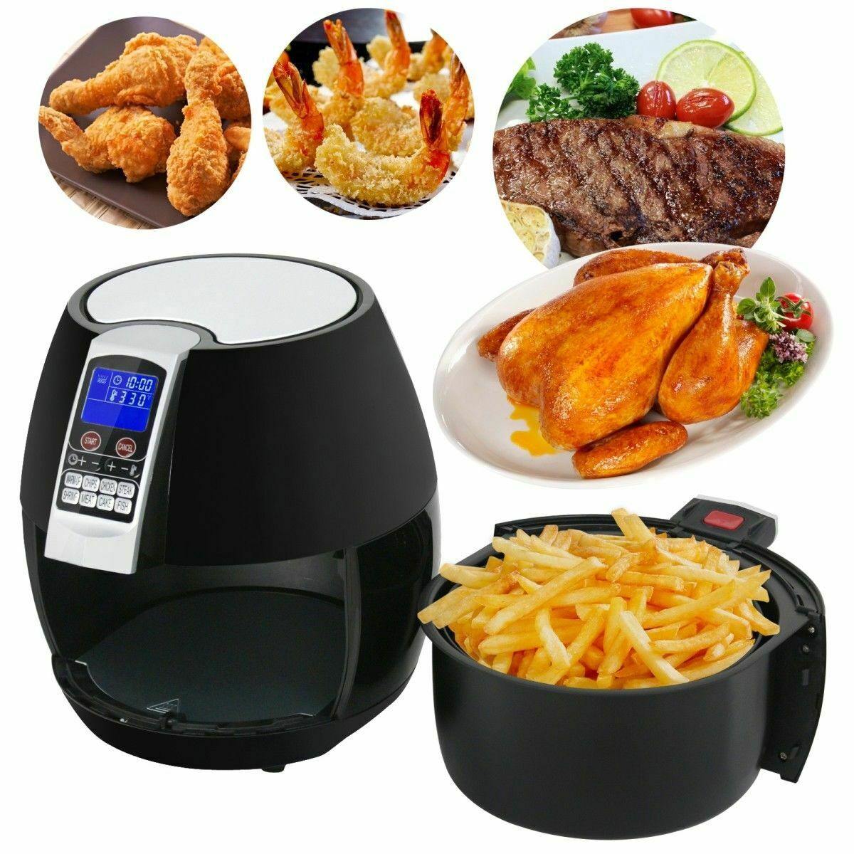 1500W LCD Electric Air Fryer With 8 Cooking Presets, Temperature Control and Timer