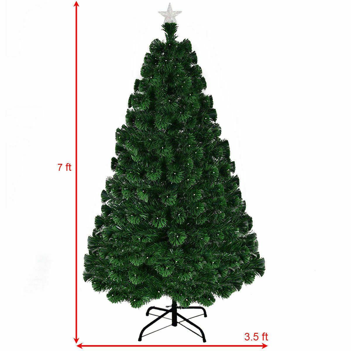 7' Pre-Lit Fiber Optic Artificial Christmas Tree w/ 280 LED Lights & Top Star