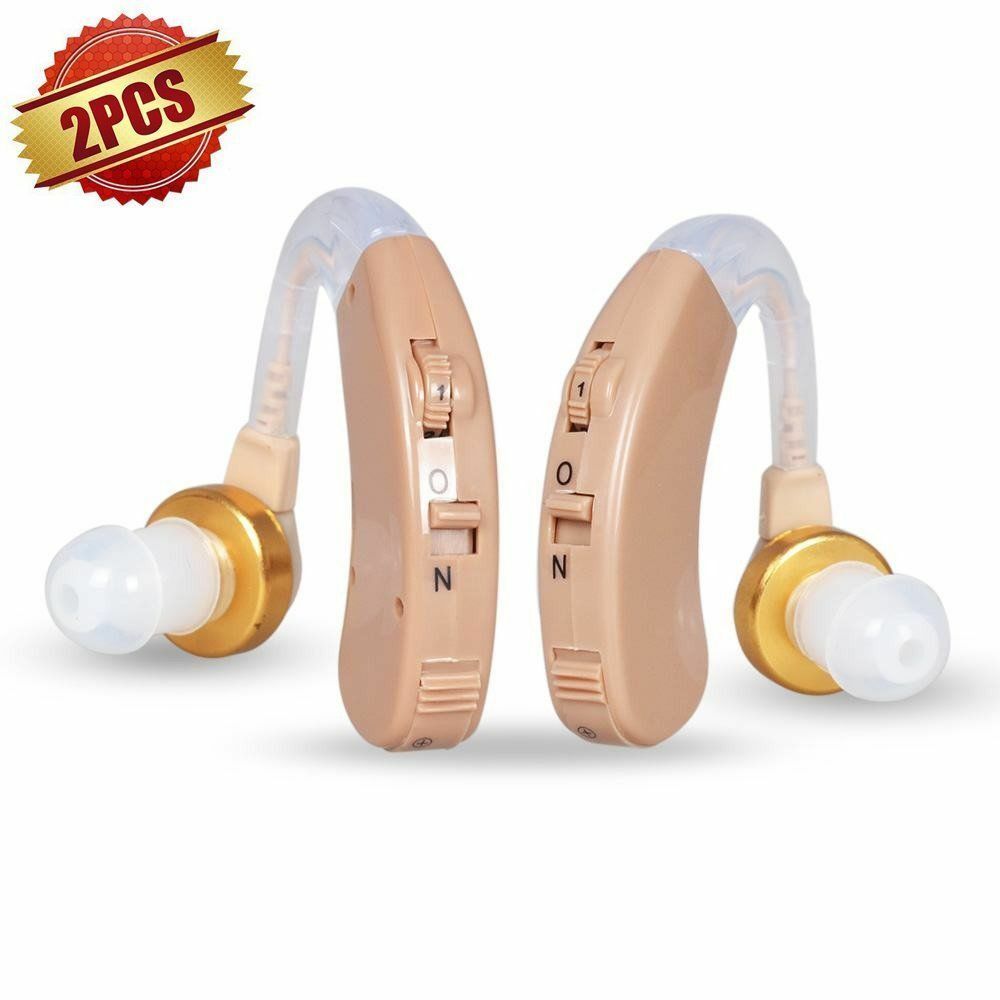 A Pair of Digital Hearing Aids Behind The Ear Sound Amplifier