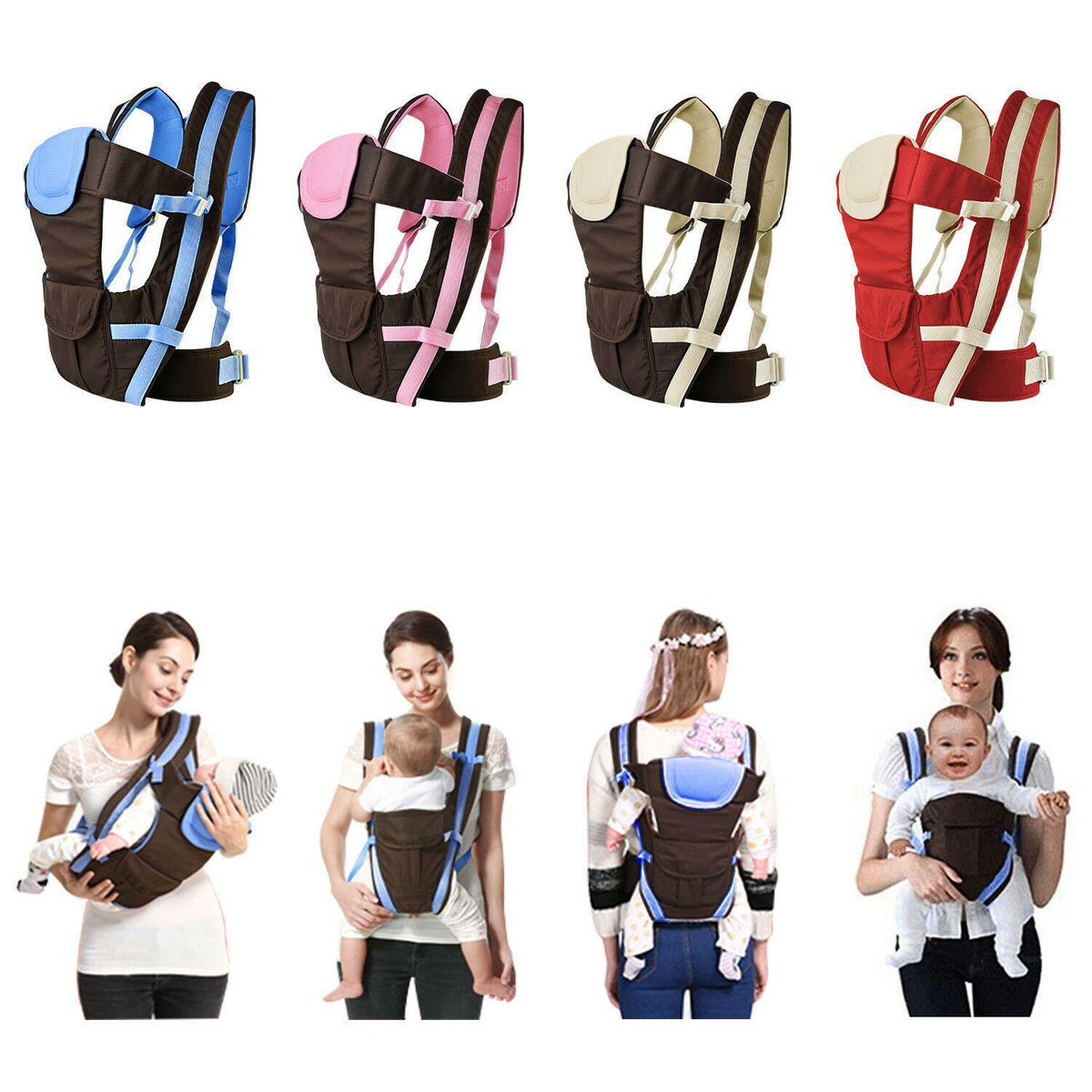 4-in-1 Newborn Baby Carrier With Breathable Ergonomic Adjustable Backpack