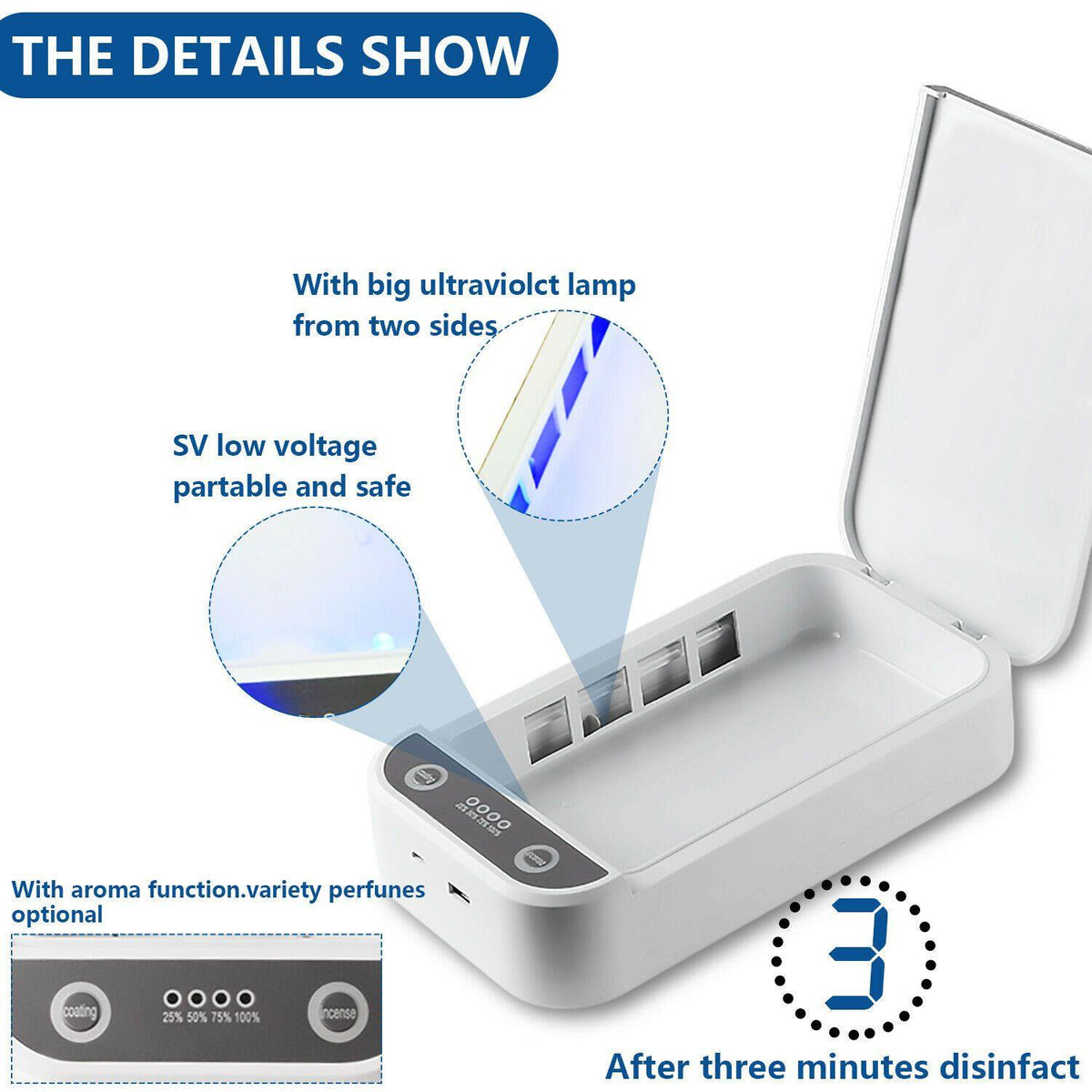 Ultraviolet Cell Phone Sterilizer Sanitizer Box Case Cleaner UVC