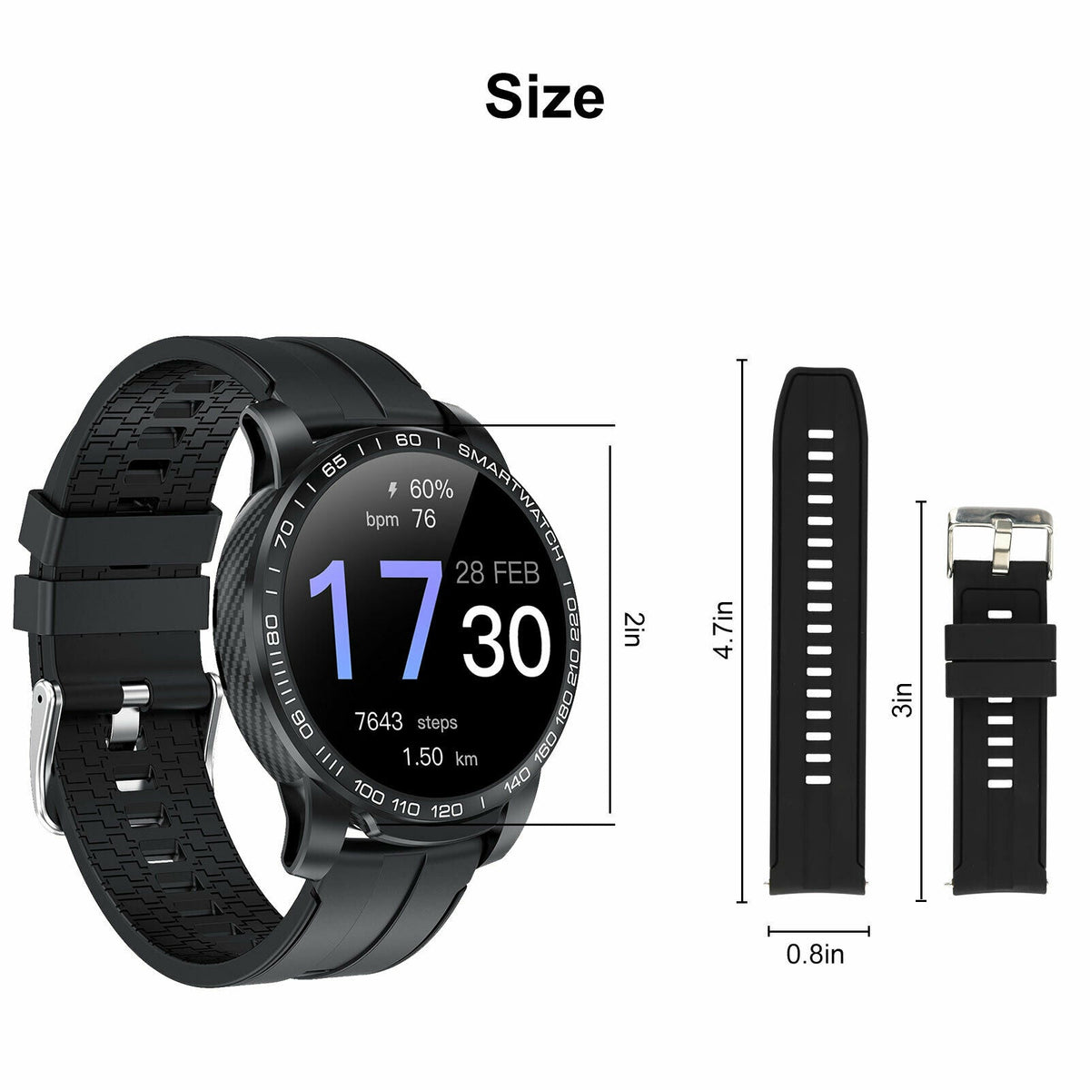 Waterproof Smart Watch Heart Rate Monitor for iPhone iOS and Android Fitness Tracker