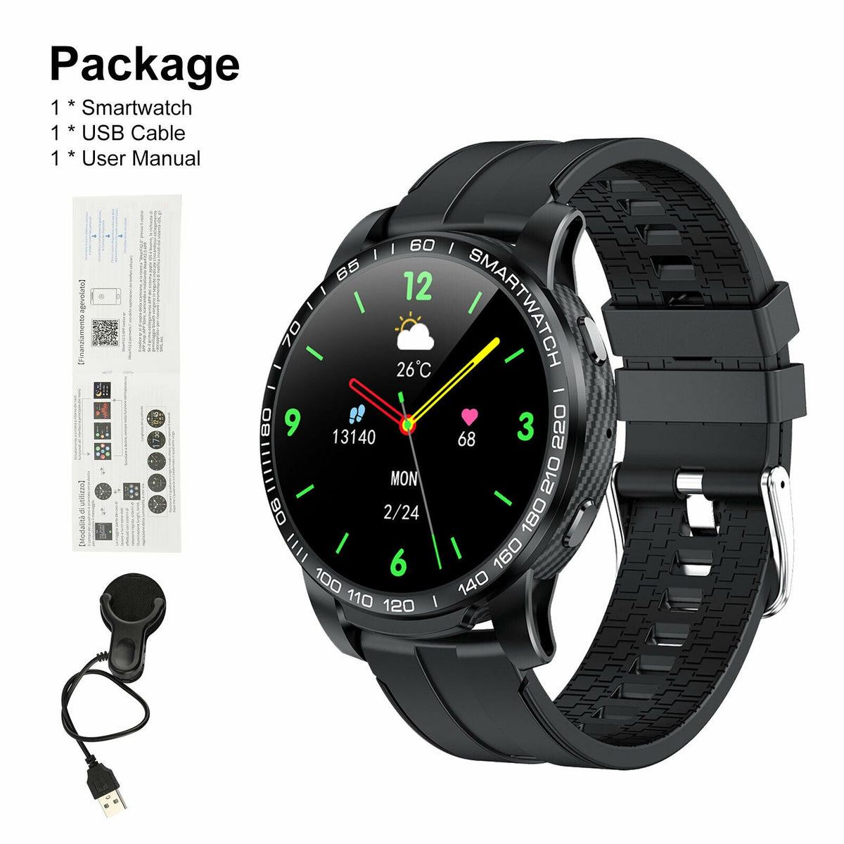 Waterproof Smart Watch Heart Rate Monitor for iPhone iOS and Android Fitness Tracker