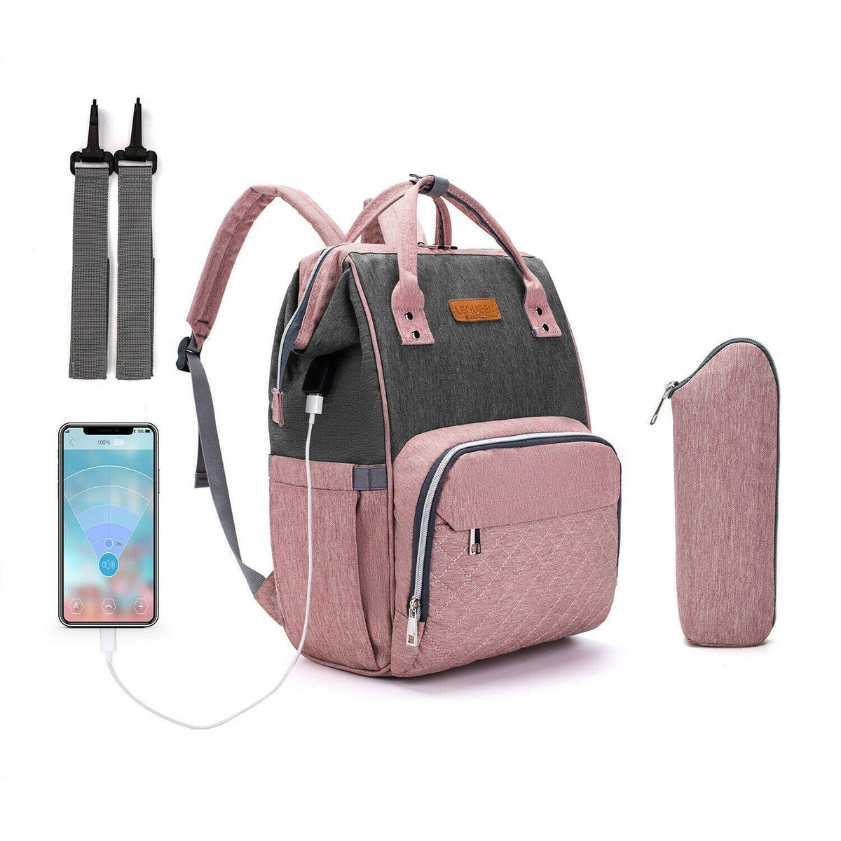 USB Baby Diaper Bag With Feeding Bottle Bag