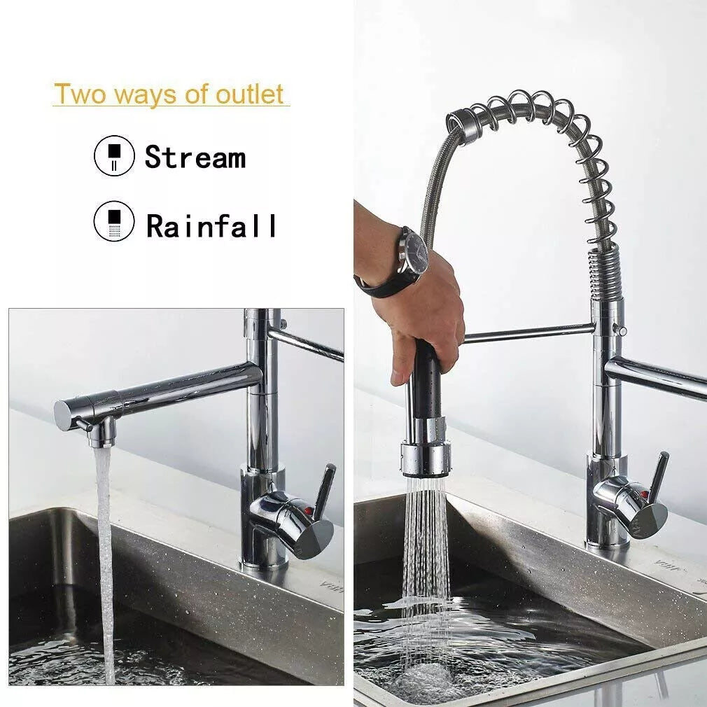 Single Handle Chrome Kitchen Faucet With Pull-Out Spray