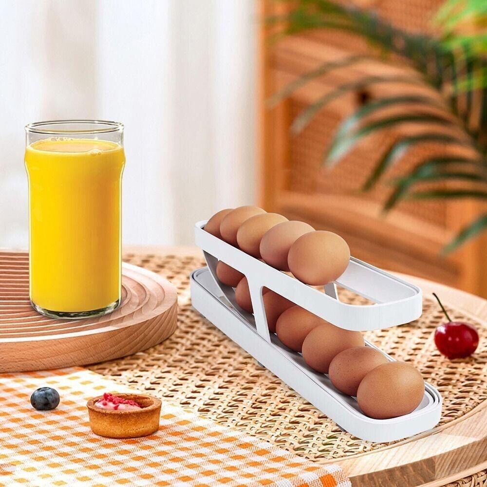 2-Tier Egg Roll Down Dispenser Refrigerator Rack