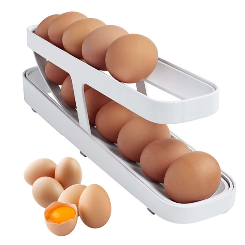 2-Tier Egg Roll Down Dispenser Refrigerator Rack