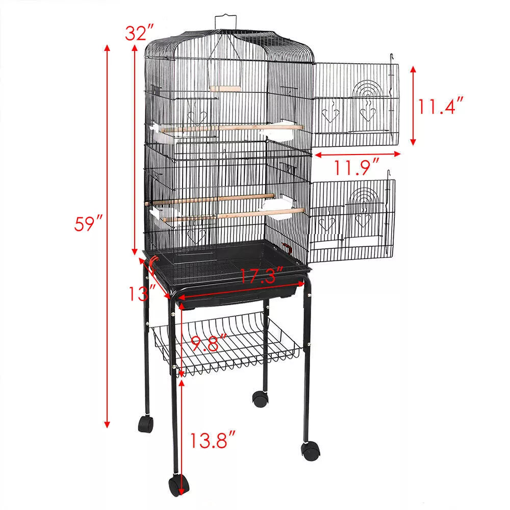 Rolling Bird Parrot Stand Cage