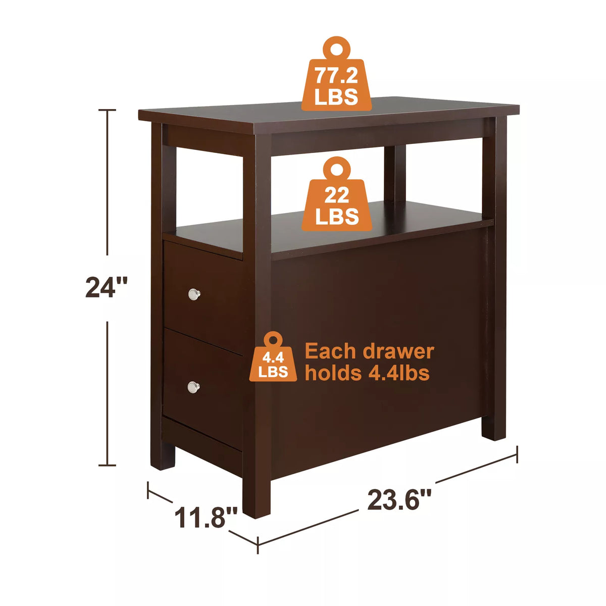 Chair Side End Table With Drawers