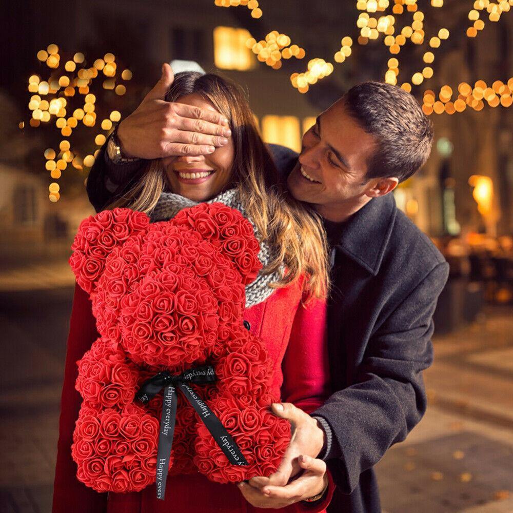 Romantic Rose Teddy Bear | 9" Luxurious Red Bear