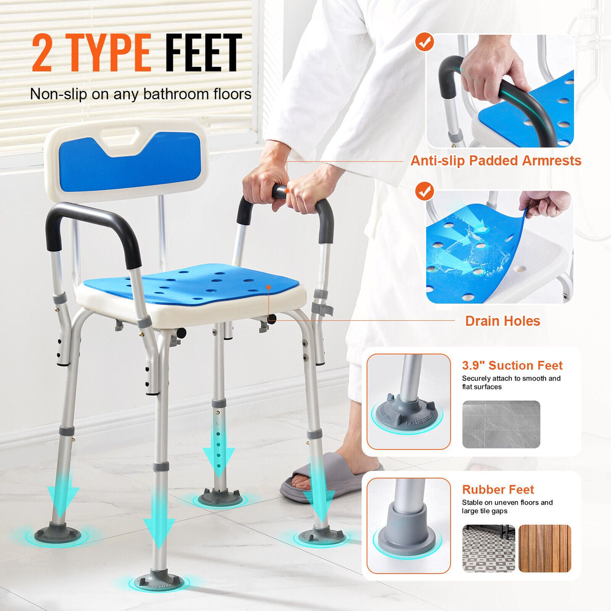 Adjustable Height Shower Chair