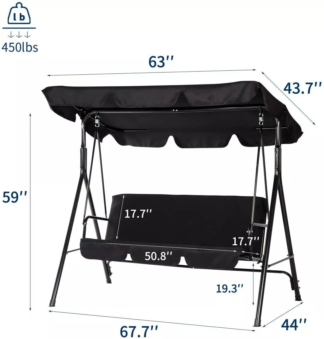 3-Seat Patio Swing Canopy