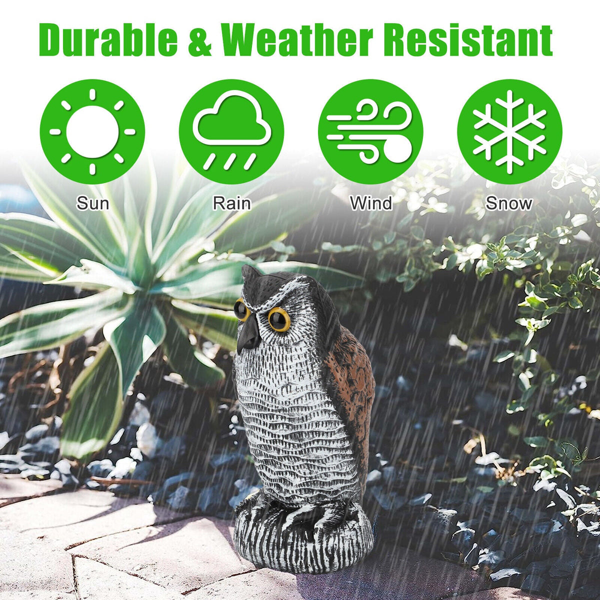 2 Pack Owl Decoy Bird Repeller With Rotating Head