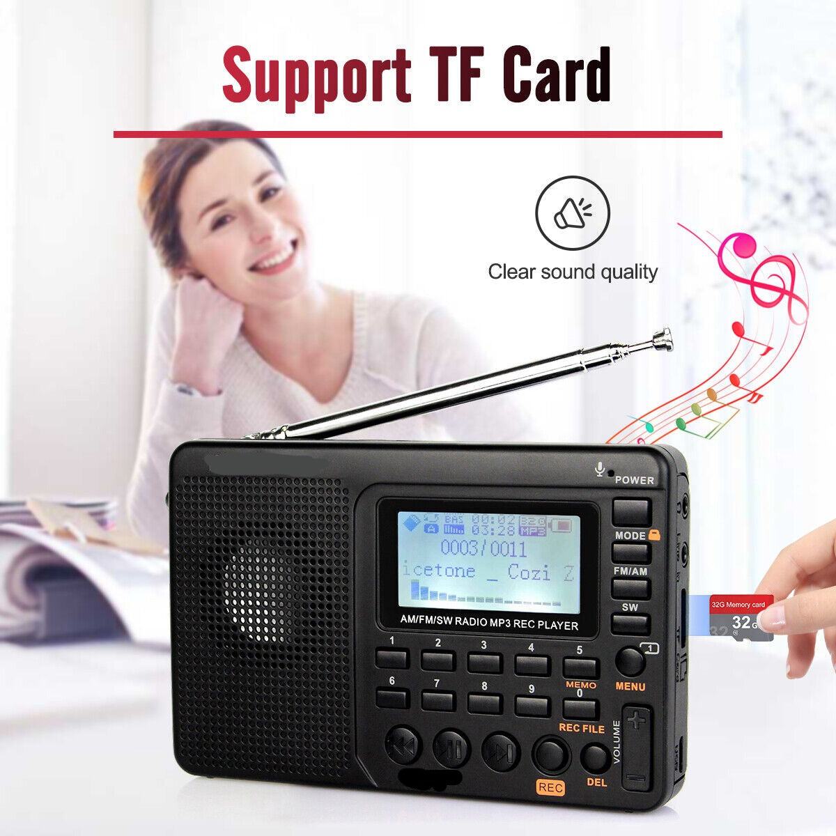 Digital Speaker Portable FM/AM SW Radio