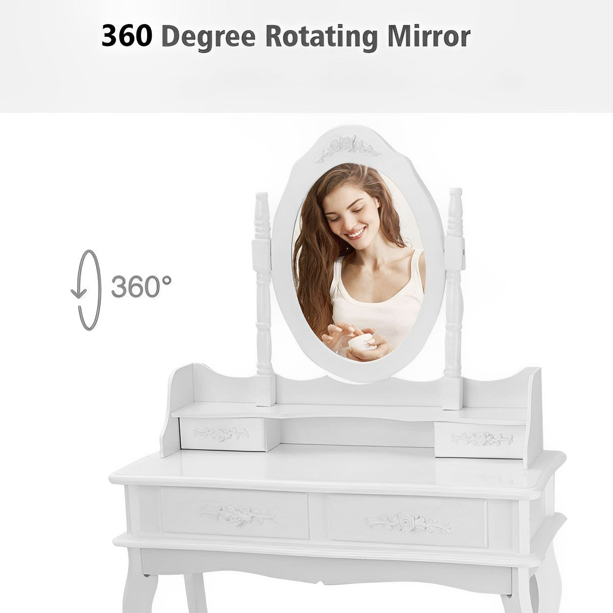 Vanity Set With Mirror And Stool