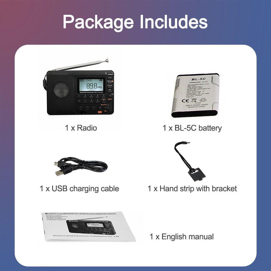 Digital Speaker Portable FM/AM SW Radio