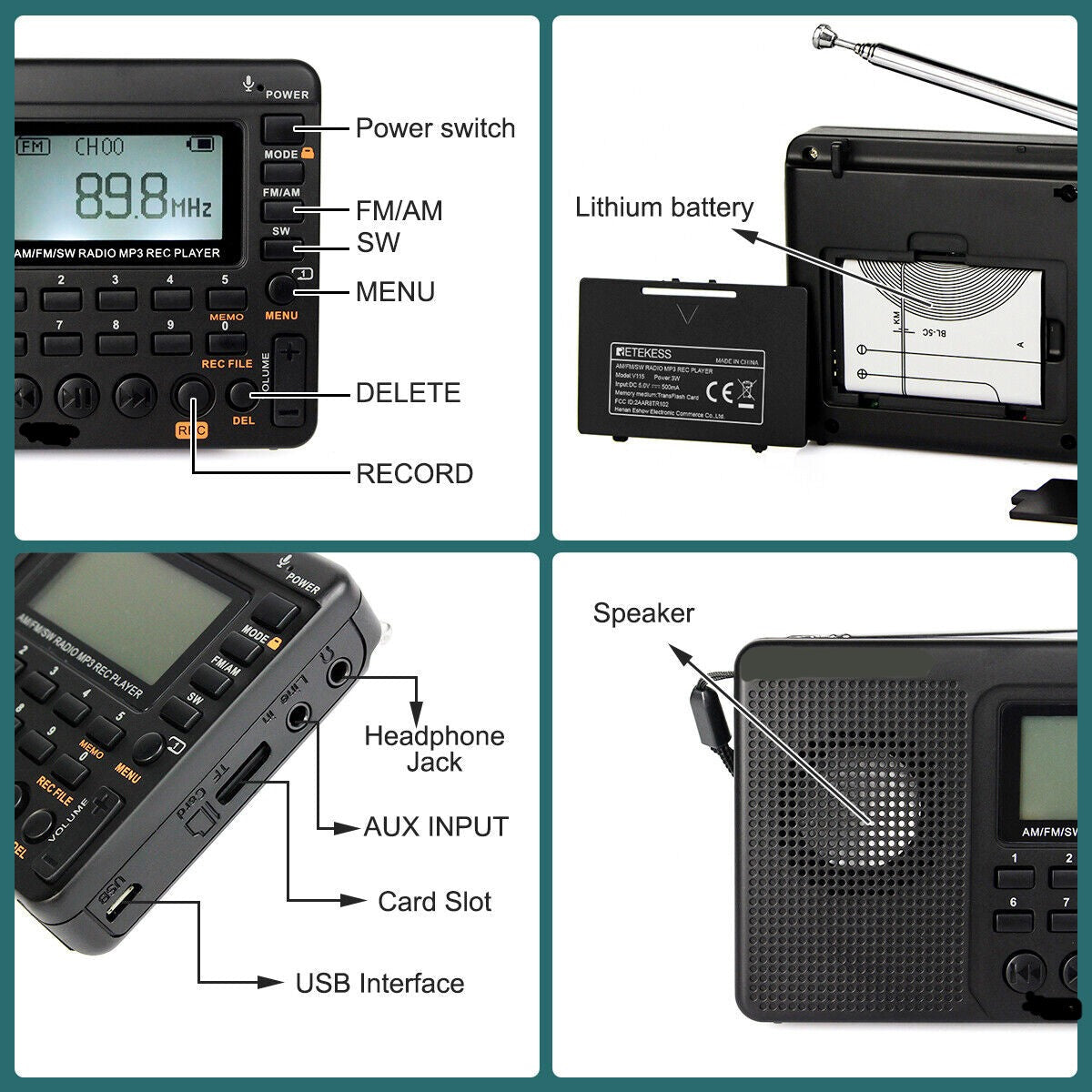 Digital Speaker Portable FM/AM SW Radio