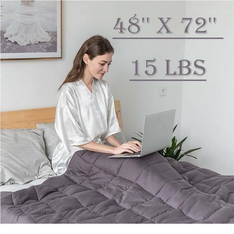 15 lbs Breathable Weighted Blanket 48 x 72" Reduce Stress Promote Sleep