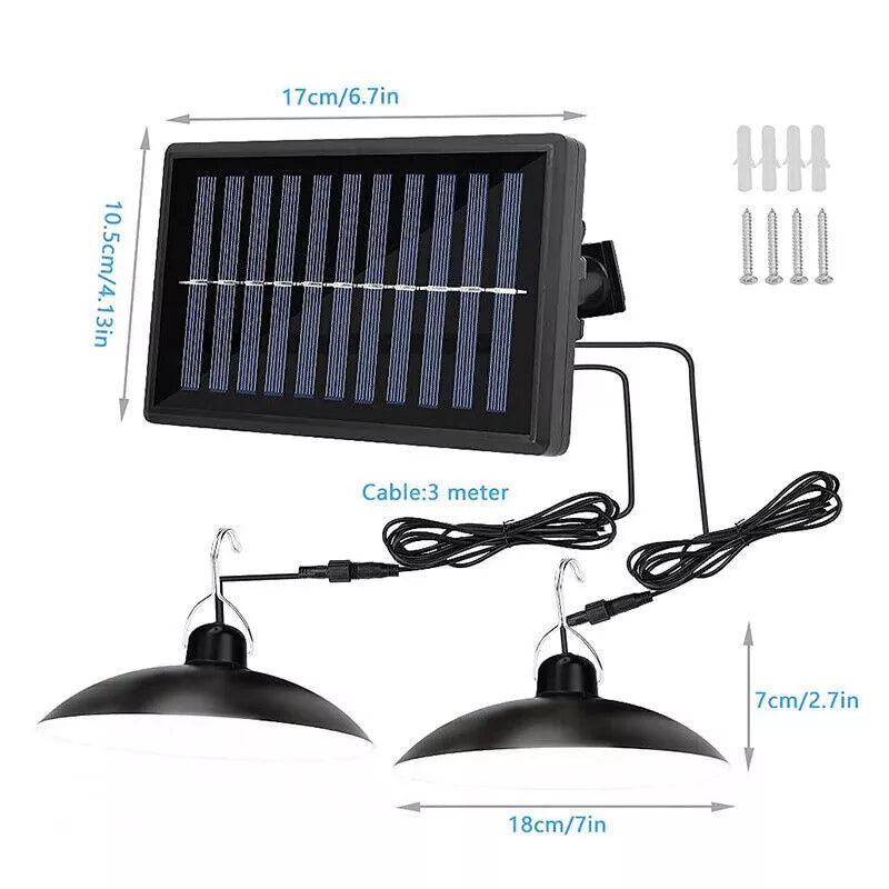 Solar Powered Double Head LED Pendant Light