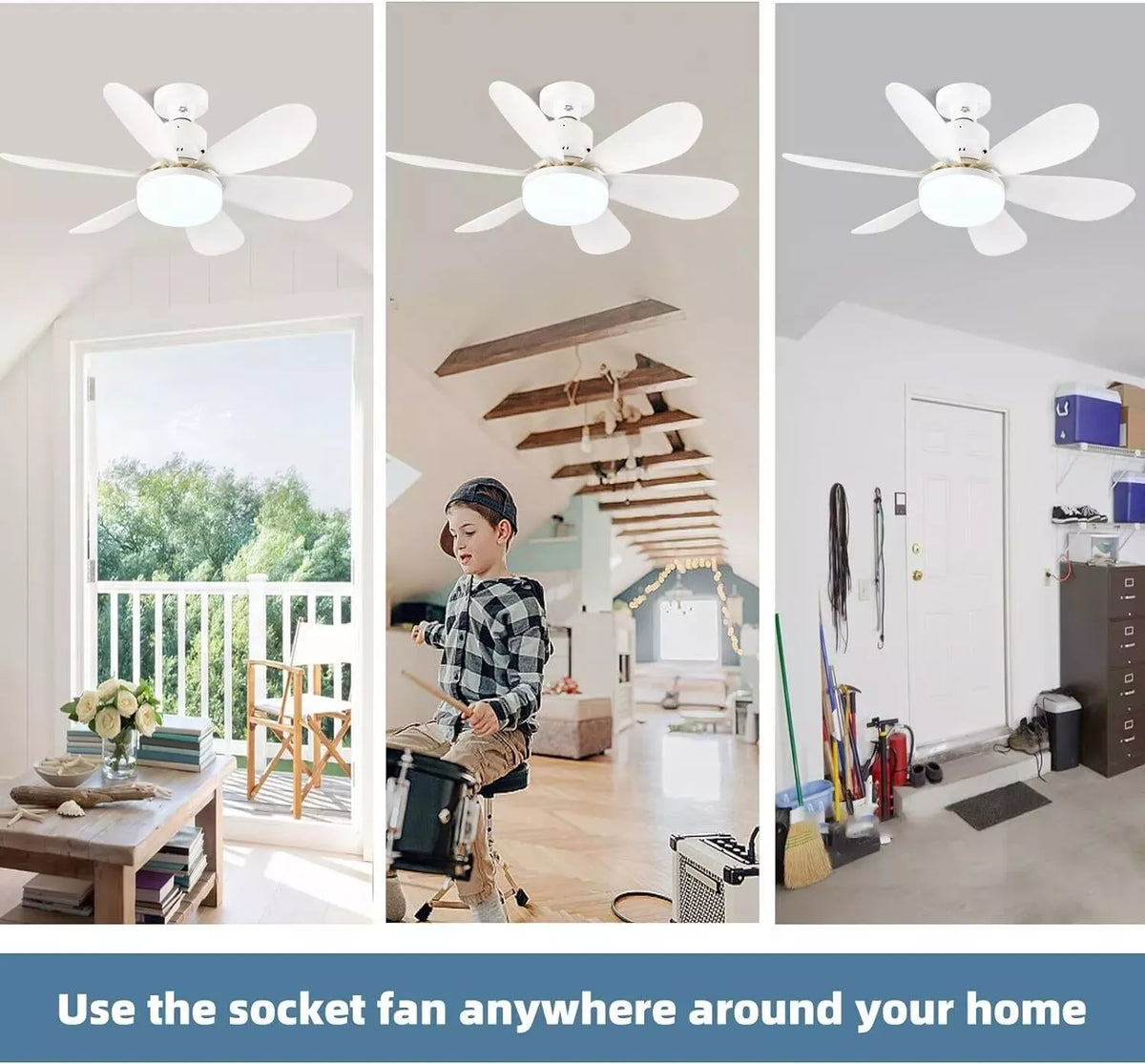 Socket Ceiling Fan With Light