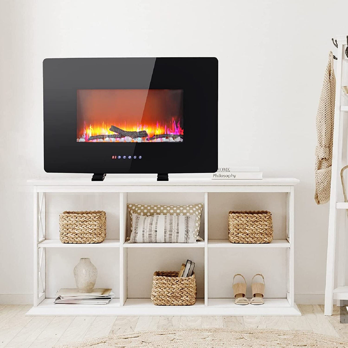 Wall Mounted / Freestanding Electric LED Realistic Flame Fireplace Space Heater