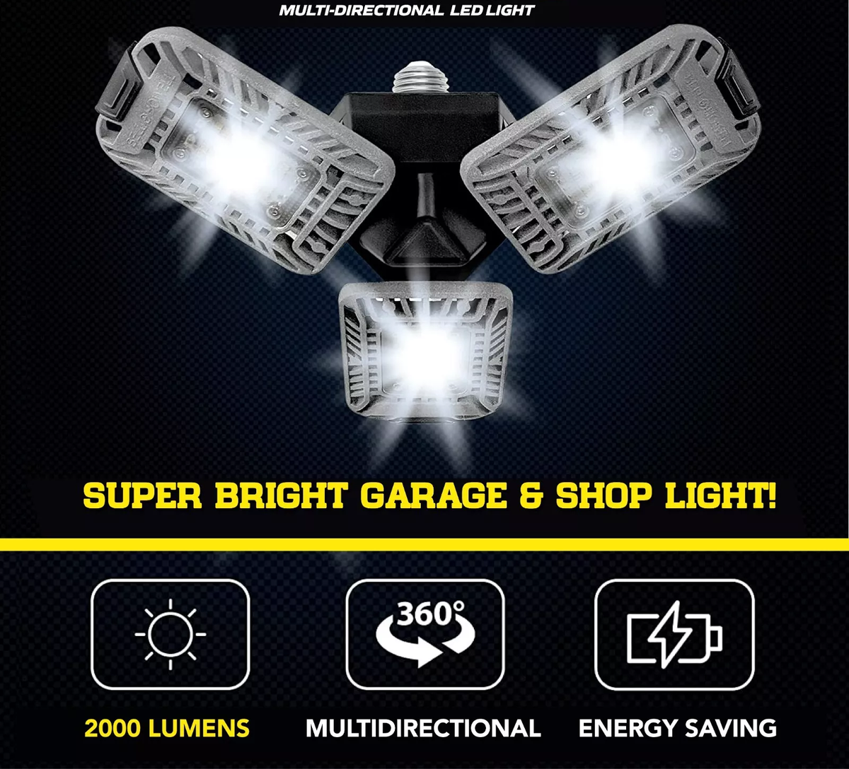 2000 Lumens Multi-Directional Led 3 Panel Ceiling Light