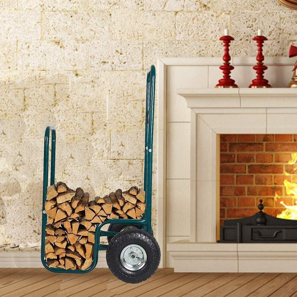 Rolling Wheeled Firewood Log Carrier Hand Cart Dolly