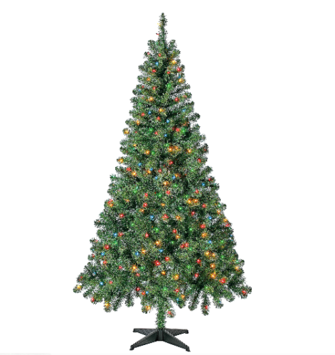 Christmas Tree 6.5 ft With 300 Pre-Strung Mini Lights, Stand Included