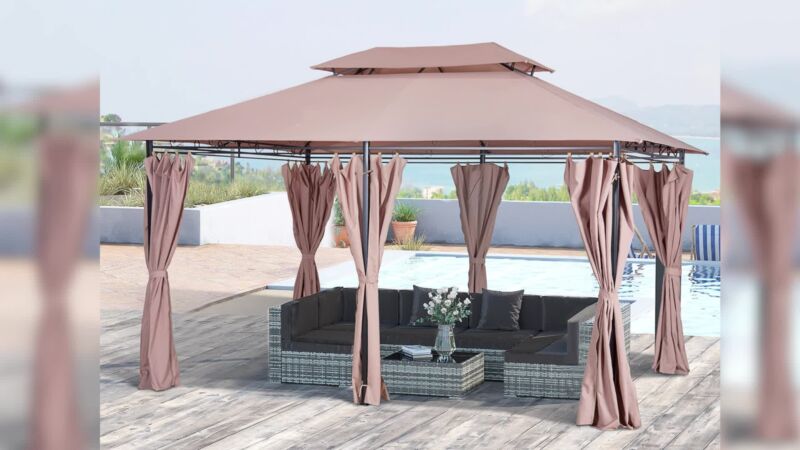 10'x13' Outdoor 2-Tier Vented Canopy Steel Gazebo BBQ Party Tent Shelter Shade