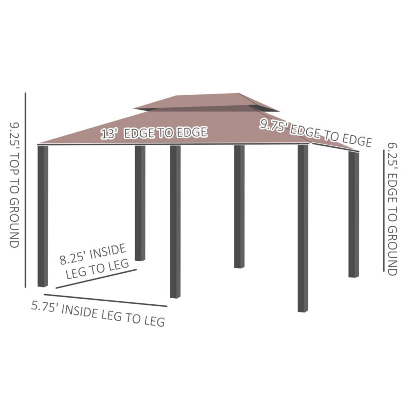 10'x13' Outdoor 2-Tier Vented Canopy Steel Gazebo BBQ Party Tent Shelter Shade