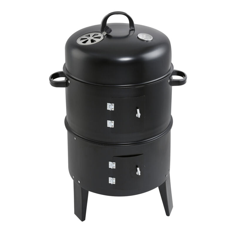 32" Charcoal Smoker Grill BBQ 3IN1 Outdoor Vertical Smoke Portable Meat Cooker