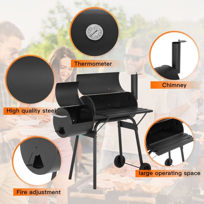 43" BBQ Grill Charcoal Barbecue Pit Outdoor Patio Backyard Meat Cooker Smoker Grill