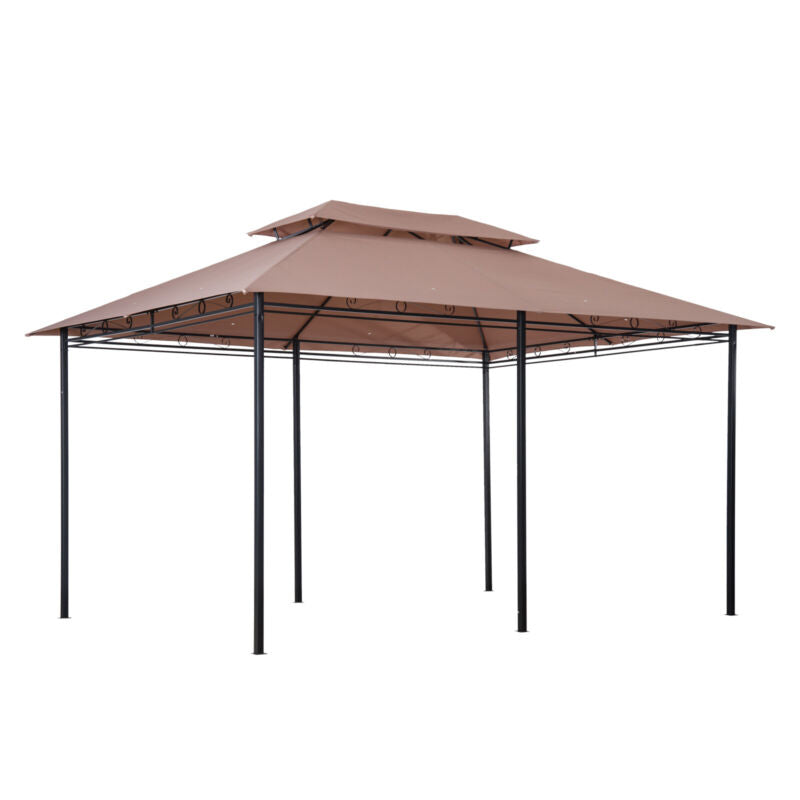 10'x13' Outdoor 2-Tier Vented Canopy Steel Gazebo BBQ Party Tent Shelter Shade