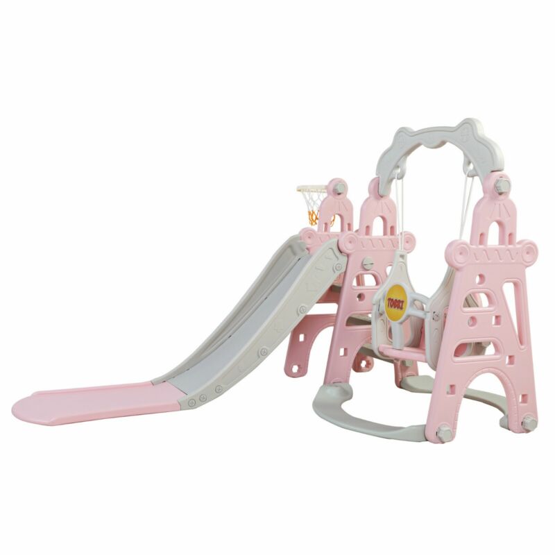 4 in1 Kids Slide and Swing Set Indoor Outdoor Playground Climber Playset Safety